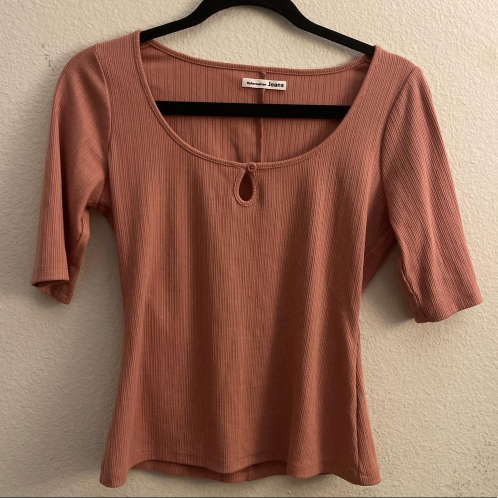 Reformation Jeans Nude Pink Keyhole Top